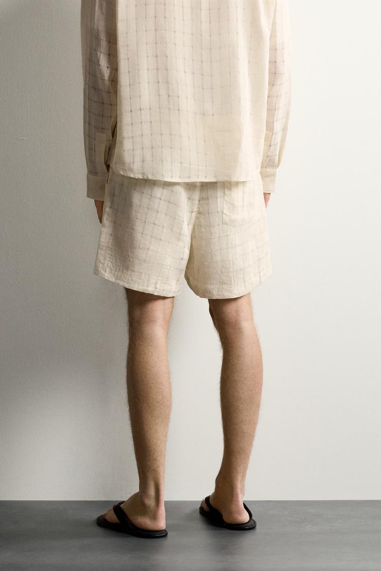 BERMUDA DE LINO/ALGODÓN JACQUARD CUADROS 3