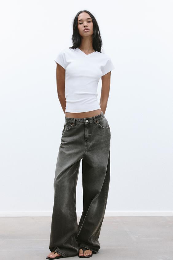 Vaqueros Grises Zara Pantalones Acampanados Mujer Pantalón Vaquero