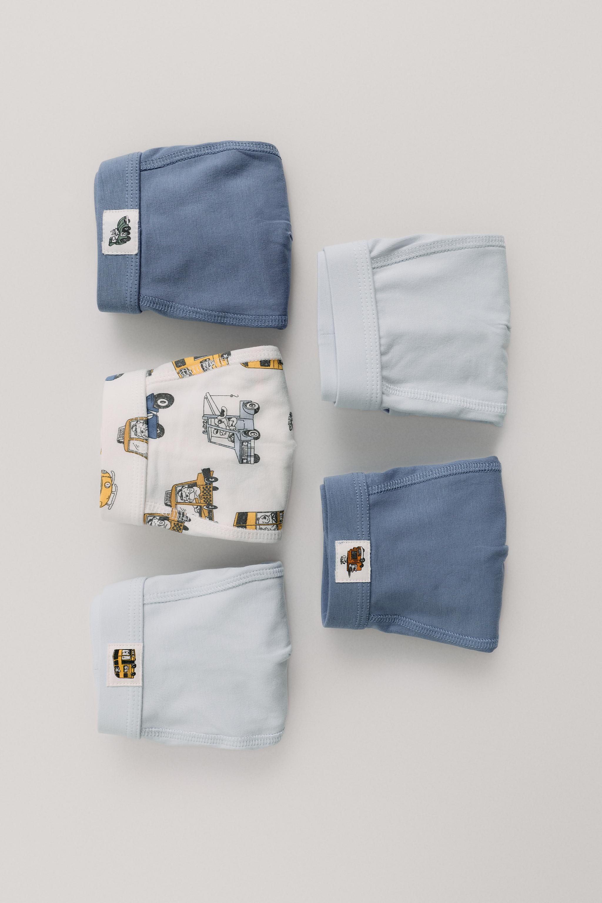 TODDLER BOYS' CAR PRINT BOXER BRIEFS - 5 PACK — Blue