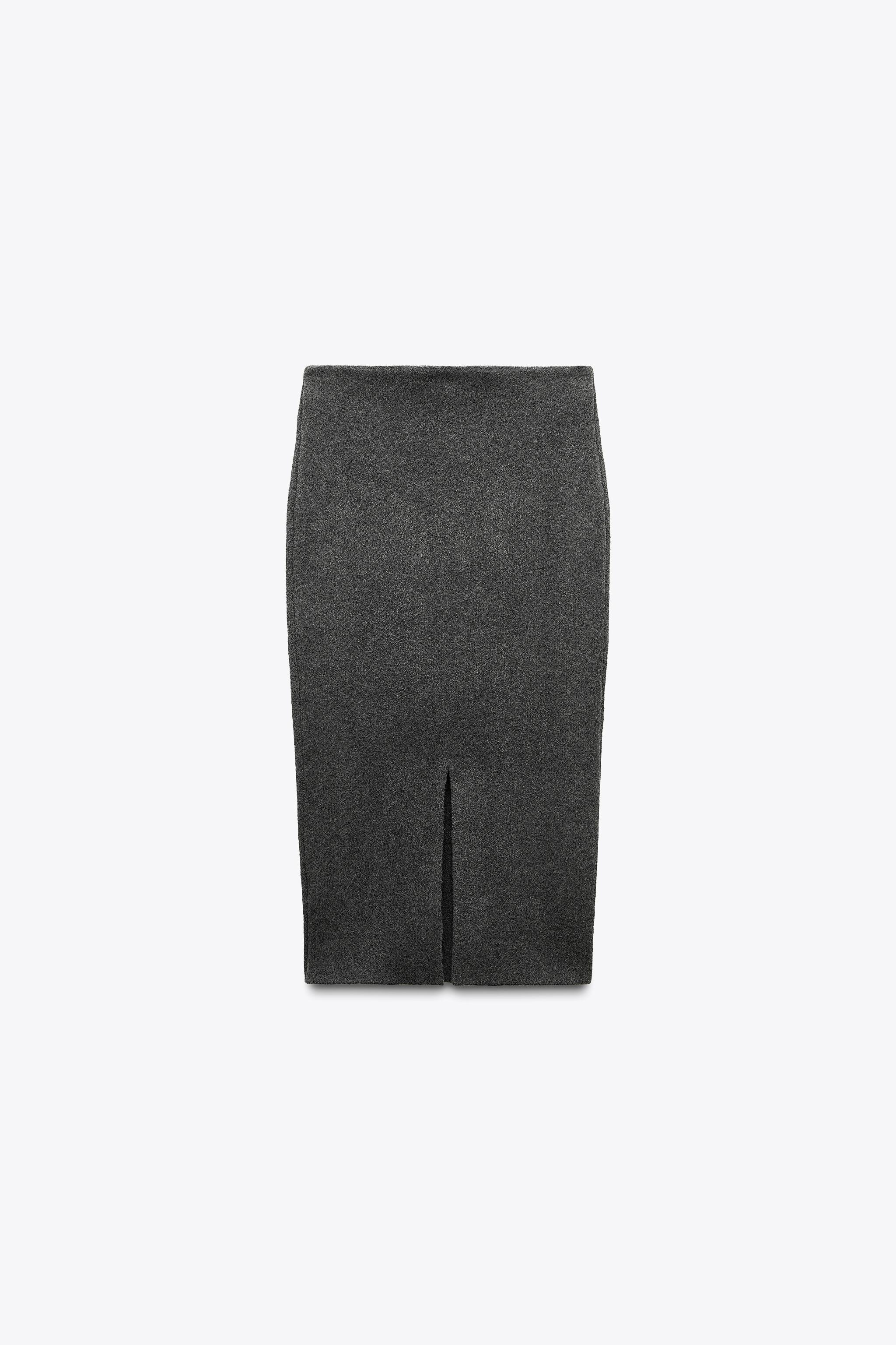 ZARA 無地ミディ丈ニットスカート 4192/138 無地ミディ丈ニットスカート - グレー | ZARA Japan / 日本