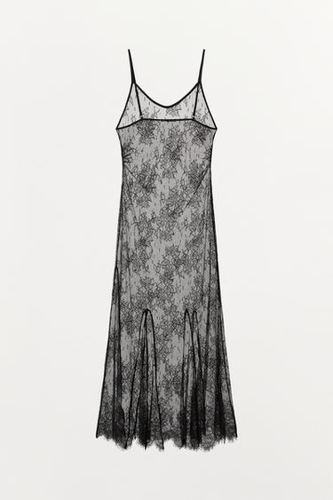 ROBE À BRETELLES EN DENTELLE - Noir de Zara - Image 16