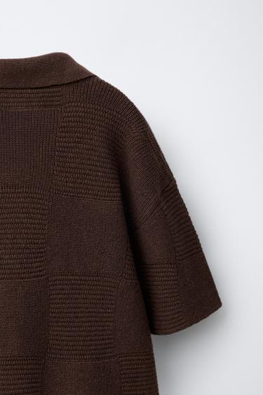 CROCHET KNIT SHIRT - Brown / Taupe by Zara - Image 3