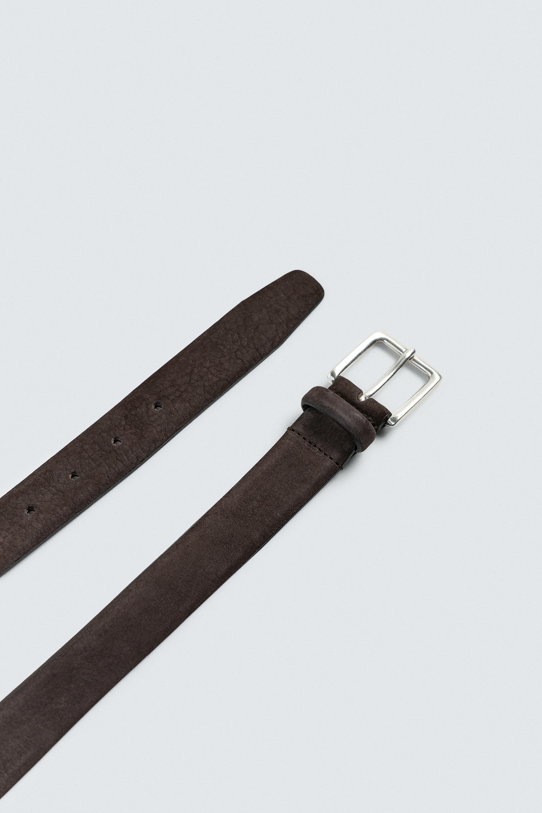 EMBOSSED LEATHER BELT - Taupe gray | ZARA United States display picture 1
