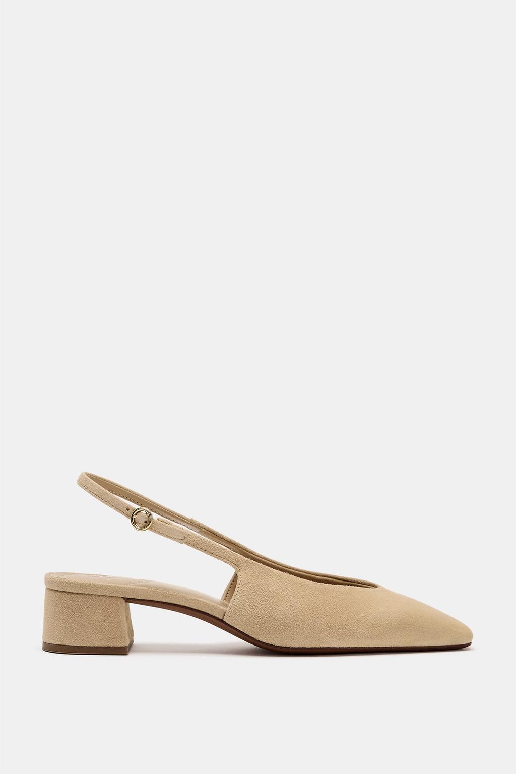 Split Suede Slingback Shoes