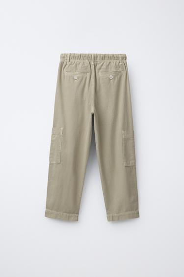 RUSTIC CARGO TROUSERS - washed green by Zara - Image 1