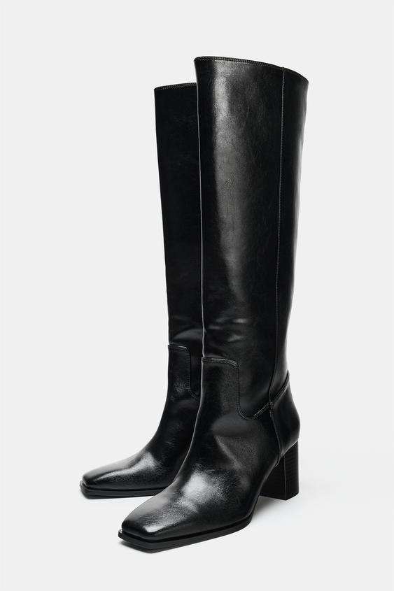 BOTTES À TALONS CARRÉS - Noir de Zara - Image 3