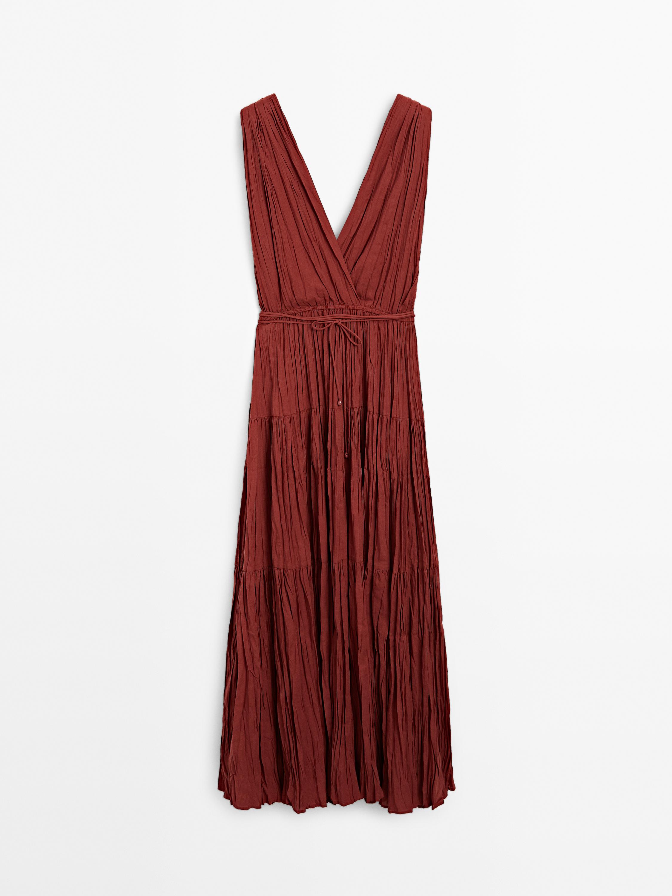 Robe longue plissée 100 % coton