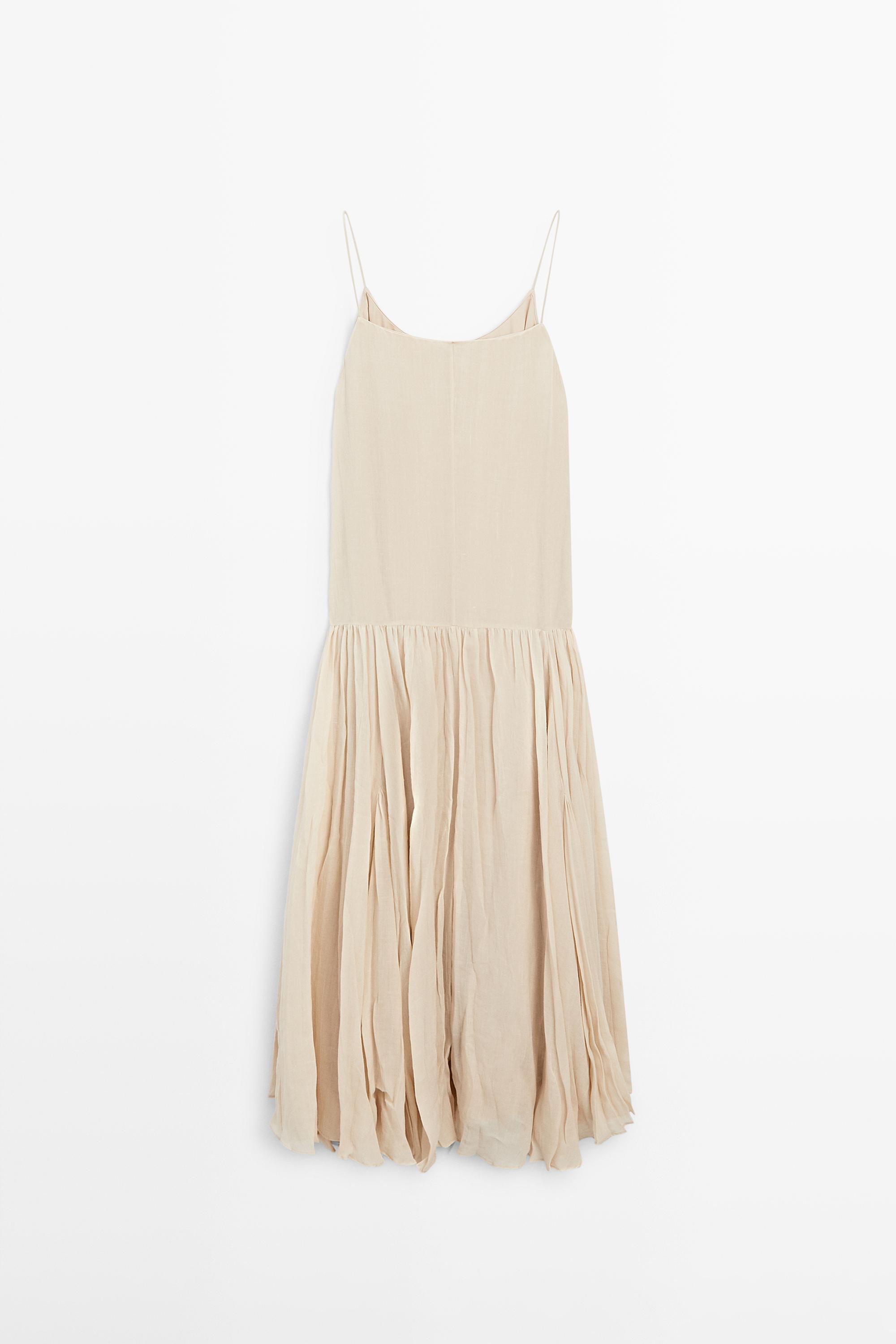 Flowing midi dress with pleated detail