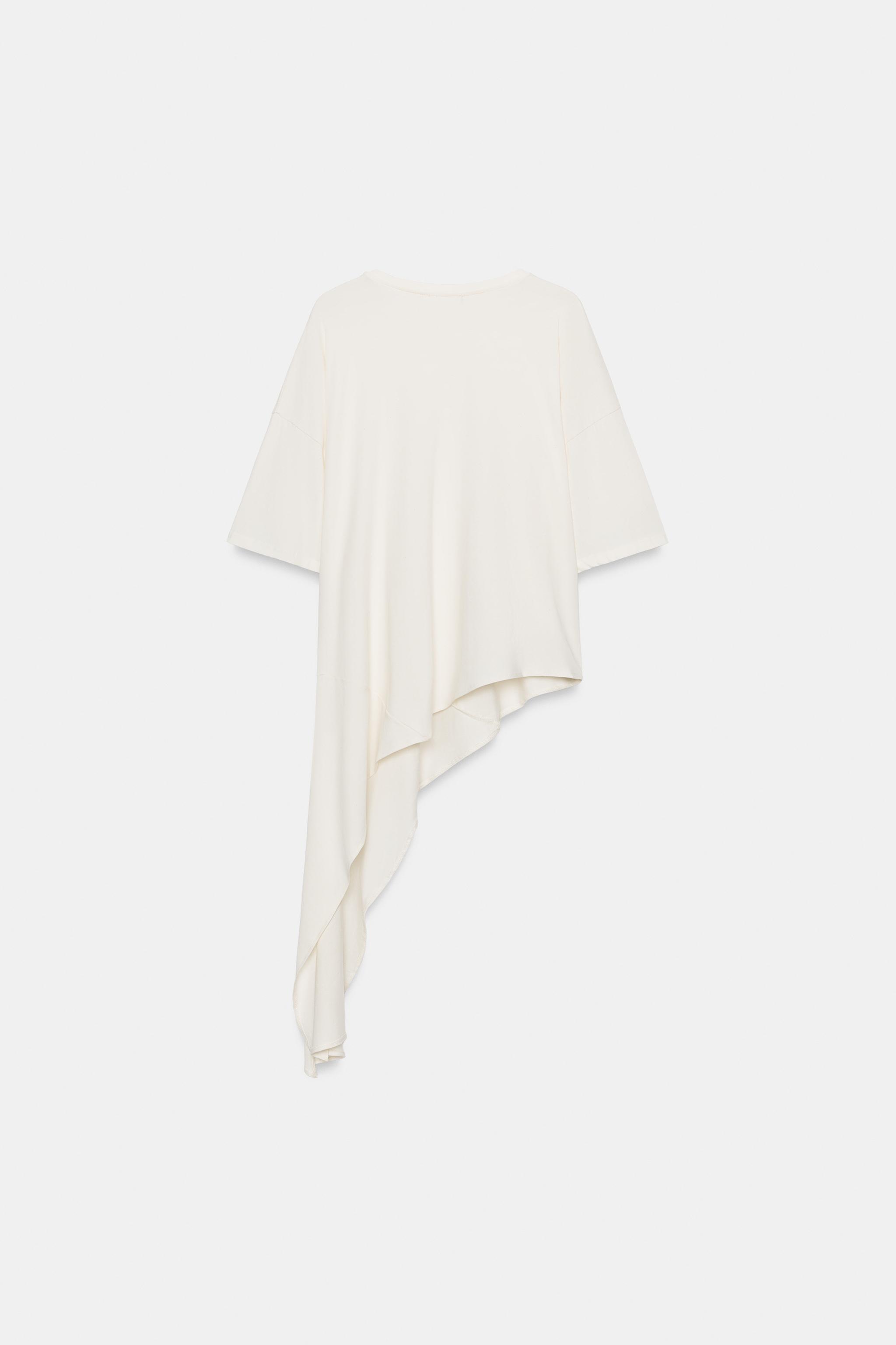 Женские футболки Zara ASYMMETRICAL SLIT T-SHIRT — фото 6