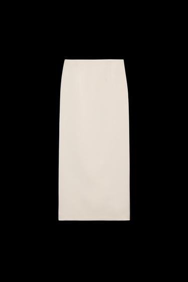 FALDA TUBO SATINADA ZW COLLECTION - Marfil de Zara