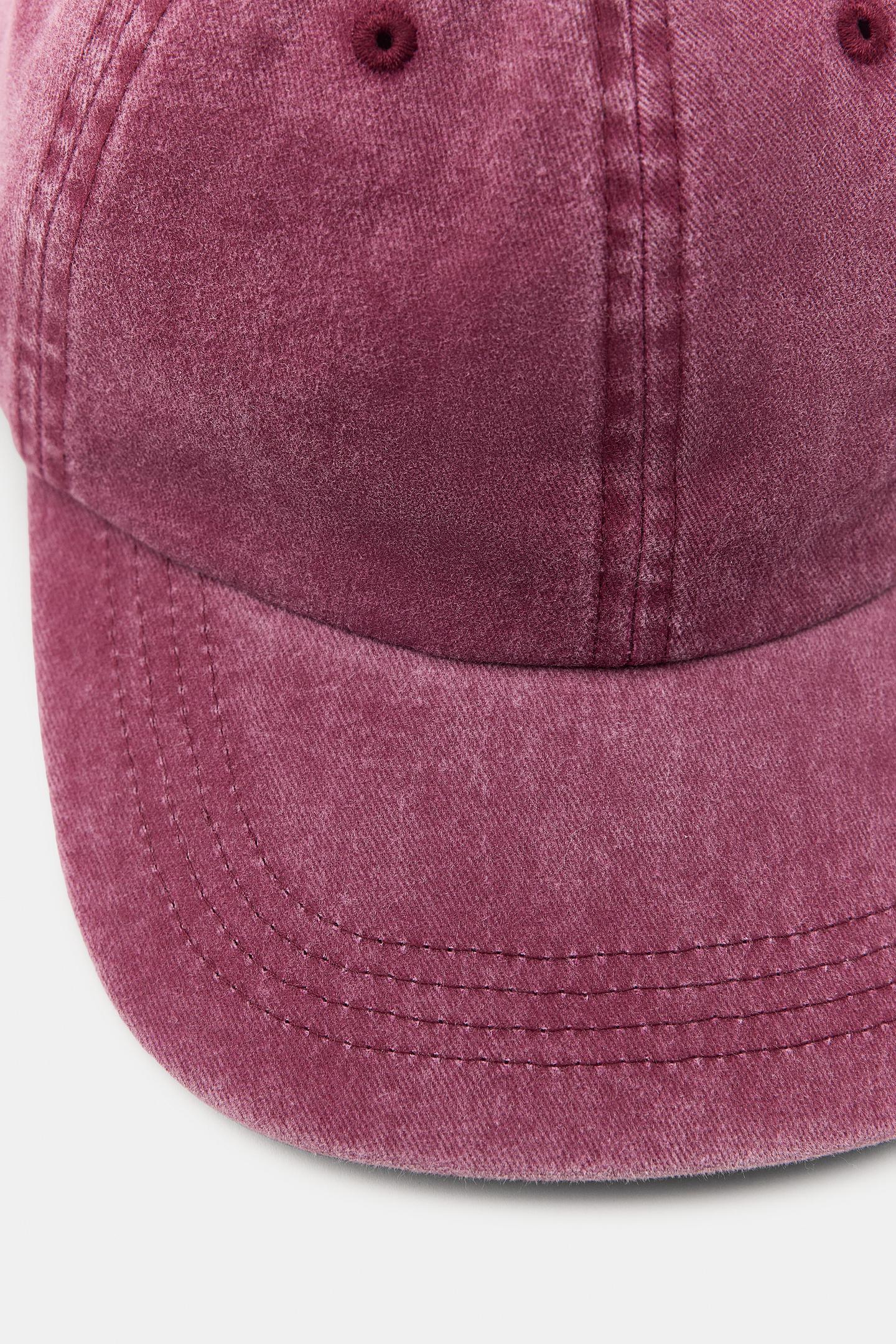 Женская кепка Zara Plain Twill, цвет: Тёмный розовый — фото 4