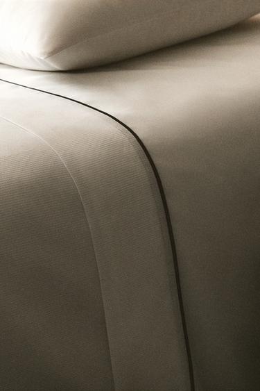 PIQUÉ FLAT SHEET WITH PIPING - Dark grey by Zara - Image 4