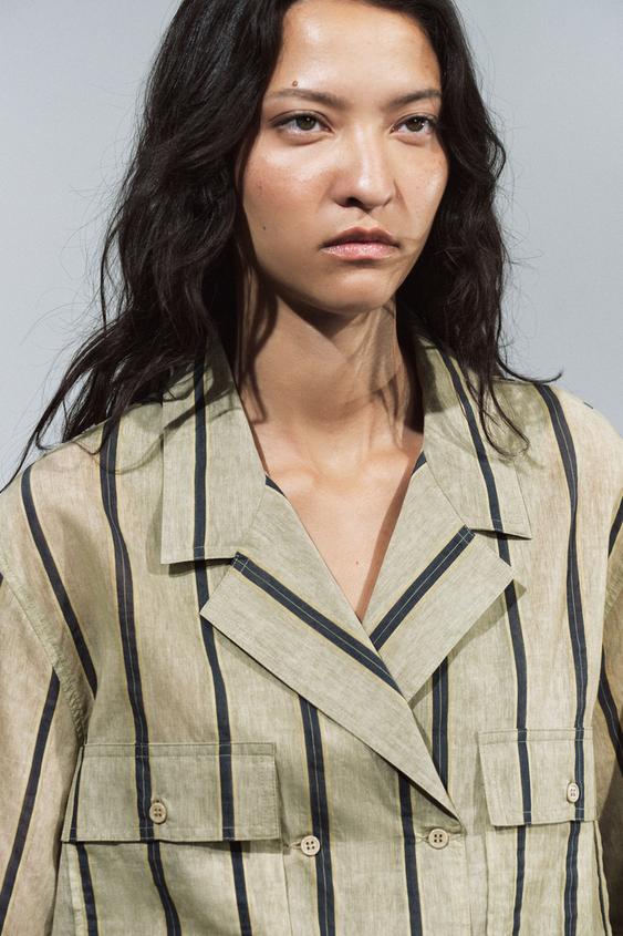 CHEMISE CROISÉE POCHES ZW COLLECTION - rayures de Zara - Image 3