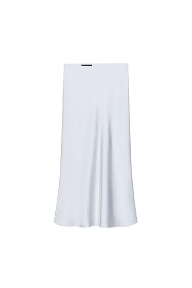 חצאית מידי סאטן נקודות - כחול־אפור של Zara