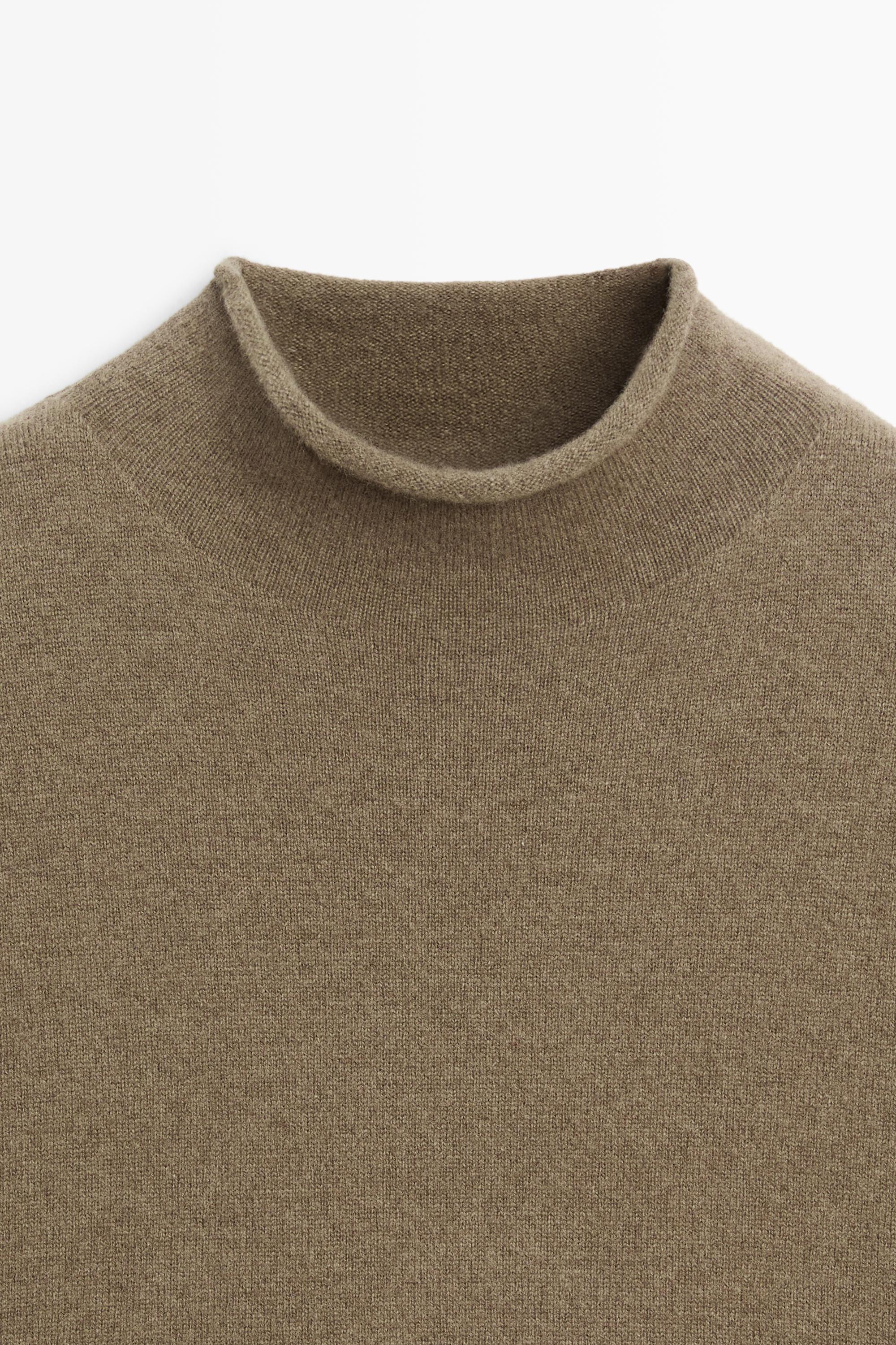 Wool blend knit mock turtleneck sweater