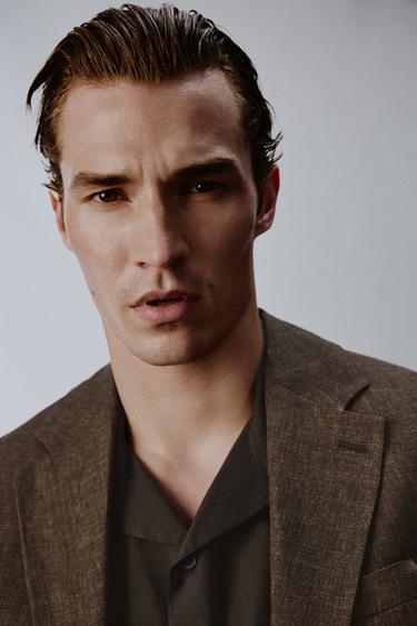 100% LINEN SUIT BLAZER - Dark brown by Zara - Image 6