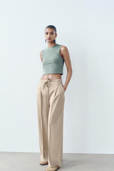 Zara SLEEVELESS CROP TOP - Sea green