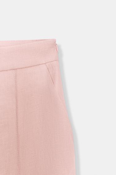 100% LINEN STRAIGHT TROUSERS - Beige-pink by Zara - Image 3
