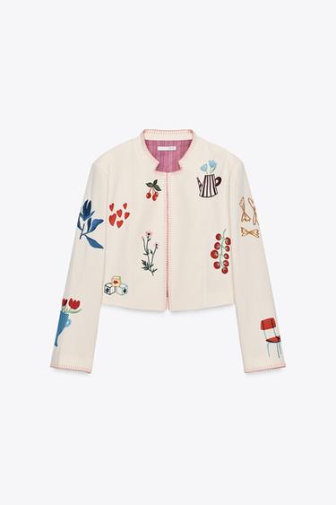 EMBROIDERED JACKET - Ecru by Zara - Image 2