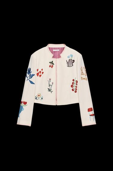 EMBROIDERED JACKET - Ecru by Zara - Image 0