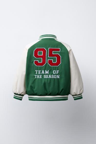 EMBROIDERED VARSITY BOMBER JACKET - Green by Zara
