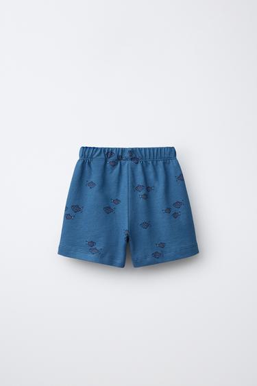 FISH PRINT BERMUDA SHORTS - Blue by Zara