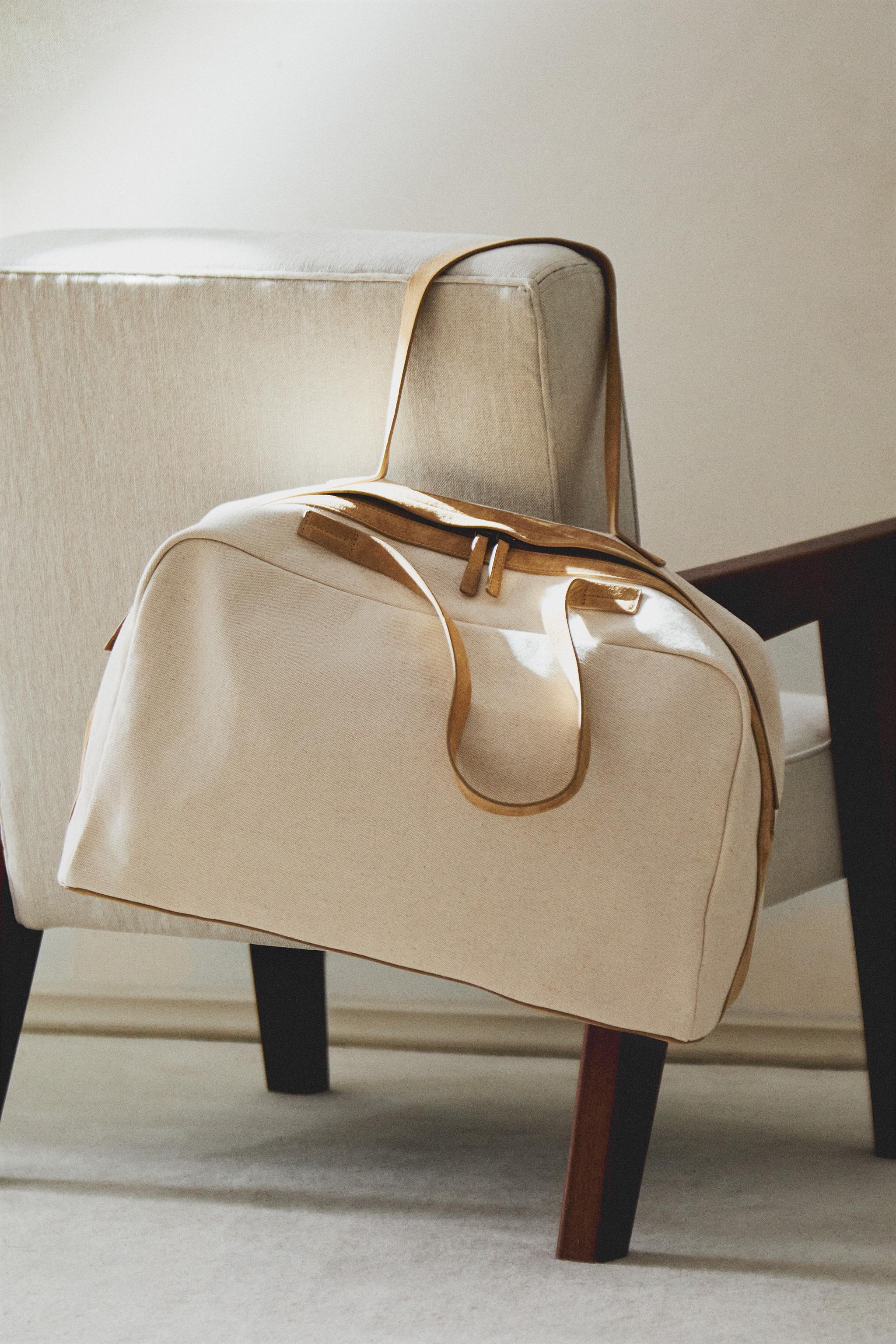 CANVAS BAG WITH LEATHER DETAIL — Off White