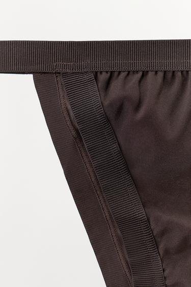 SILK BLEND BRIEFS WITH ELASTICATED TRIMS - Dark brown by Zara - Image 5