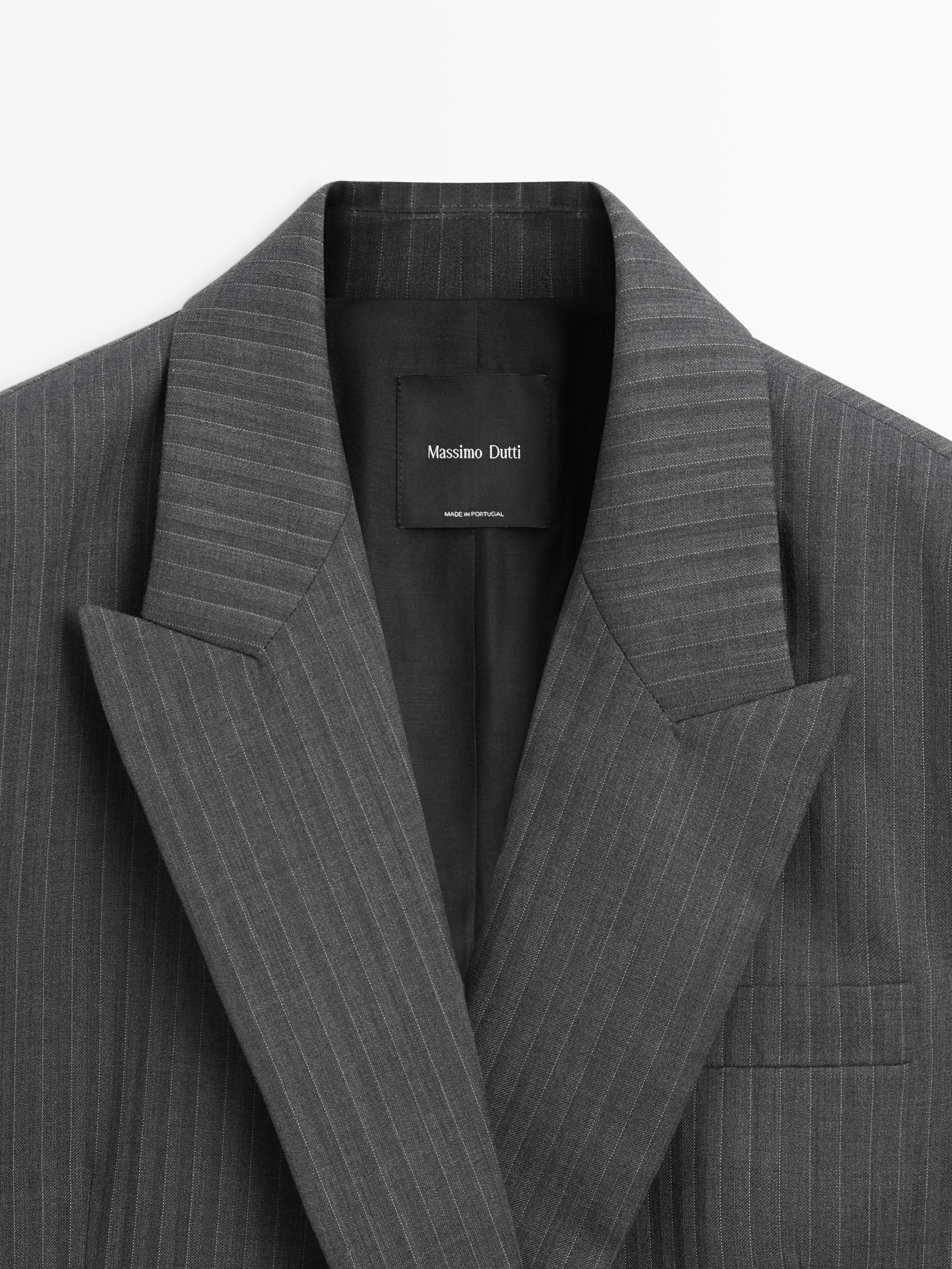 Pinstripe cool wool blend suit blazer