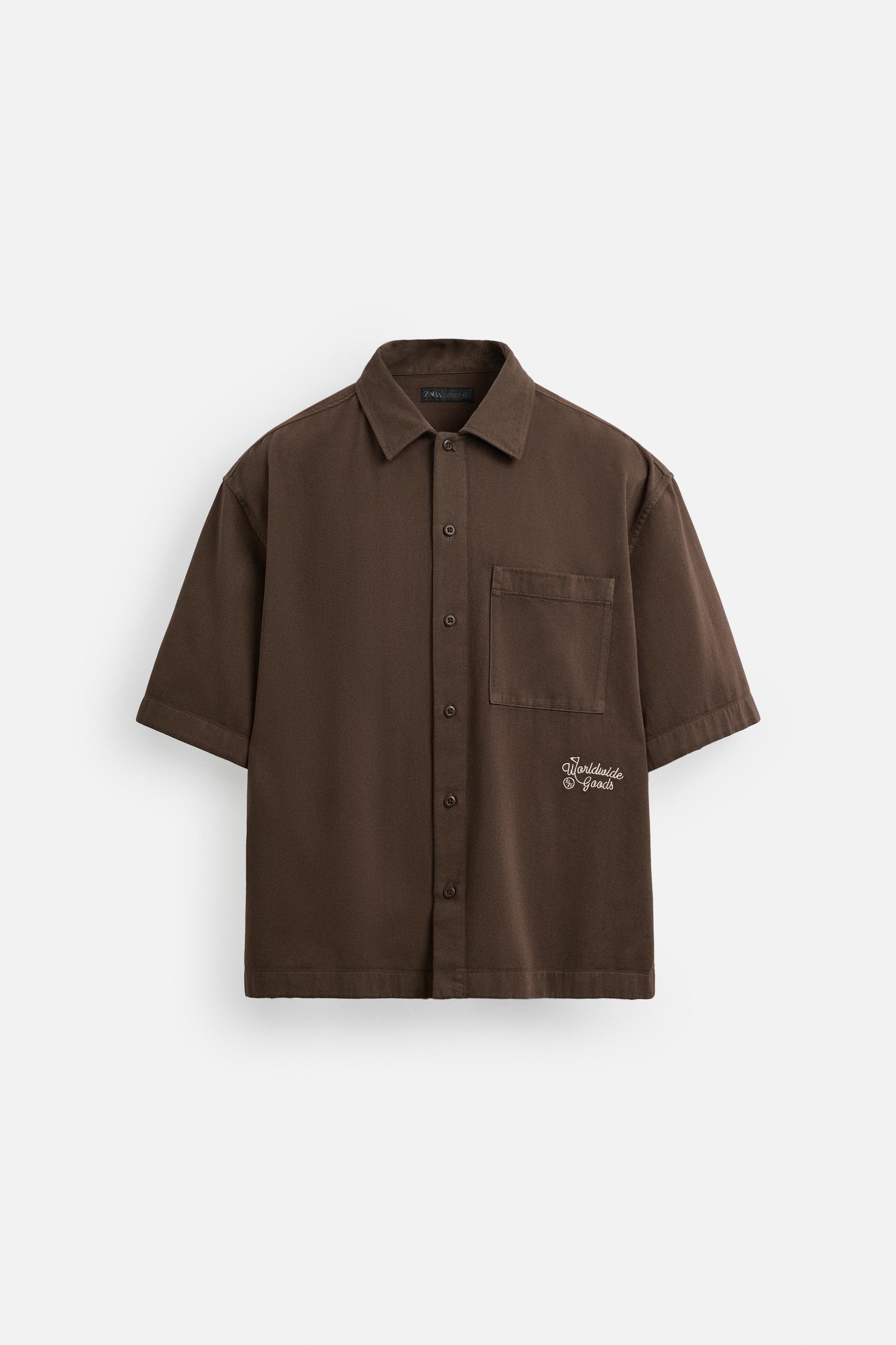★ドイツ発*ZARA*新作*刺繍半袖オーバーシャツ/BROWN★ ☆ドイツ発*ZARA*新作*オーバーサイズニットポロシャツ/R