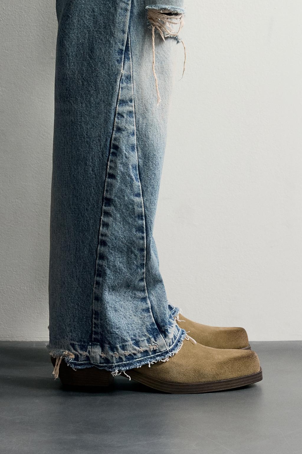 Distressed leather boots