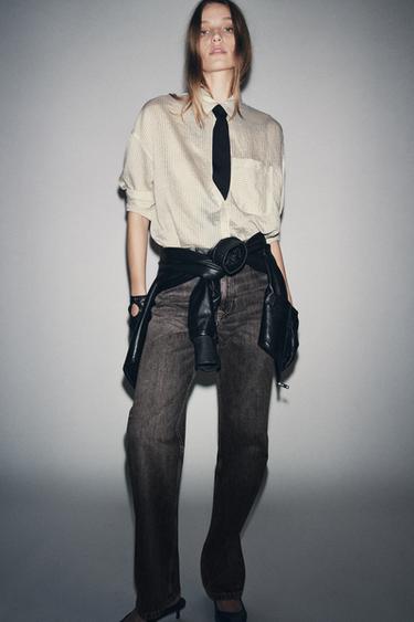 ZW COLLECTION HIGH-WAIST STRAIGHT JEANS - Grey by Zara