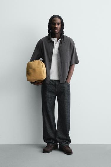 FLUID TEXTURED CHECK SHIRT - Black by Zara