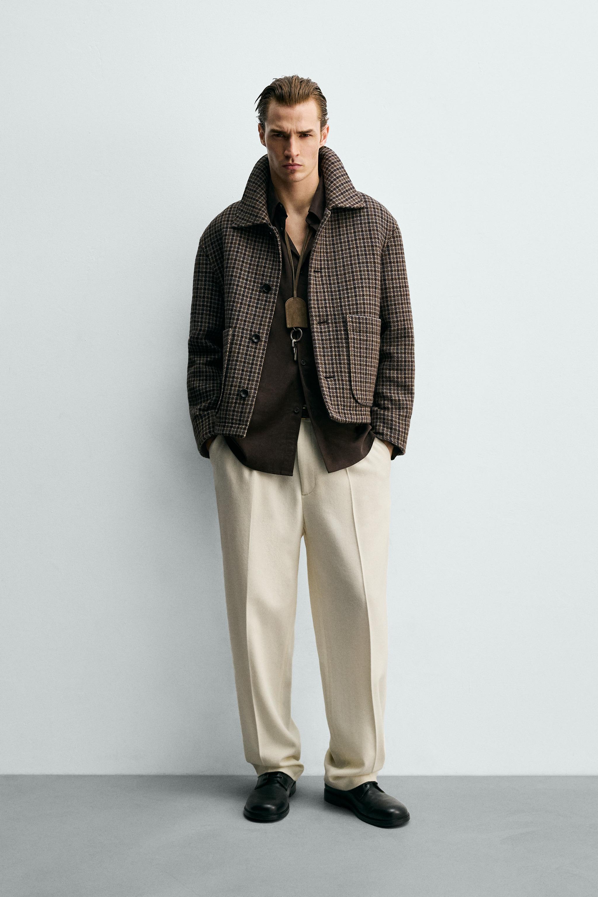 チェック柄ポケットジャケット - ブラウン | ZARA Japan / 日本