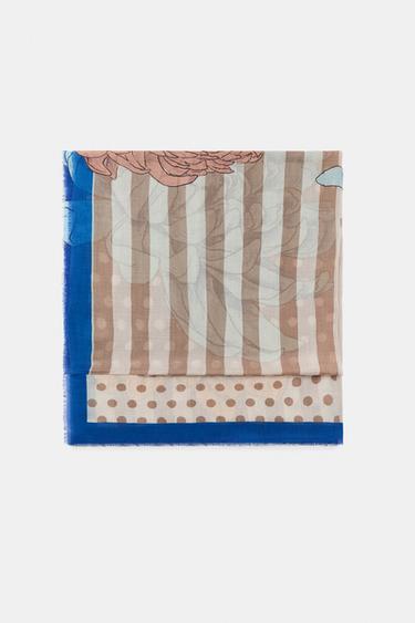PRINTED MODAL SCARF - Multicoloured by Zara