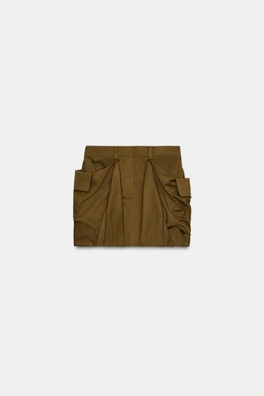 ZW COLLECTION SHORT CARGO SKIRT - Khaki by Zara