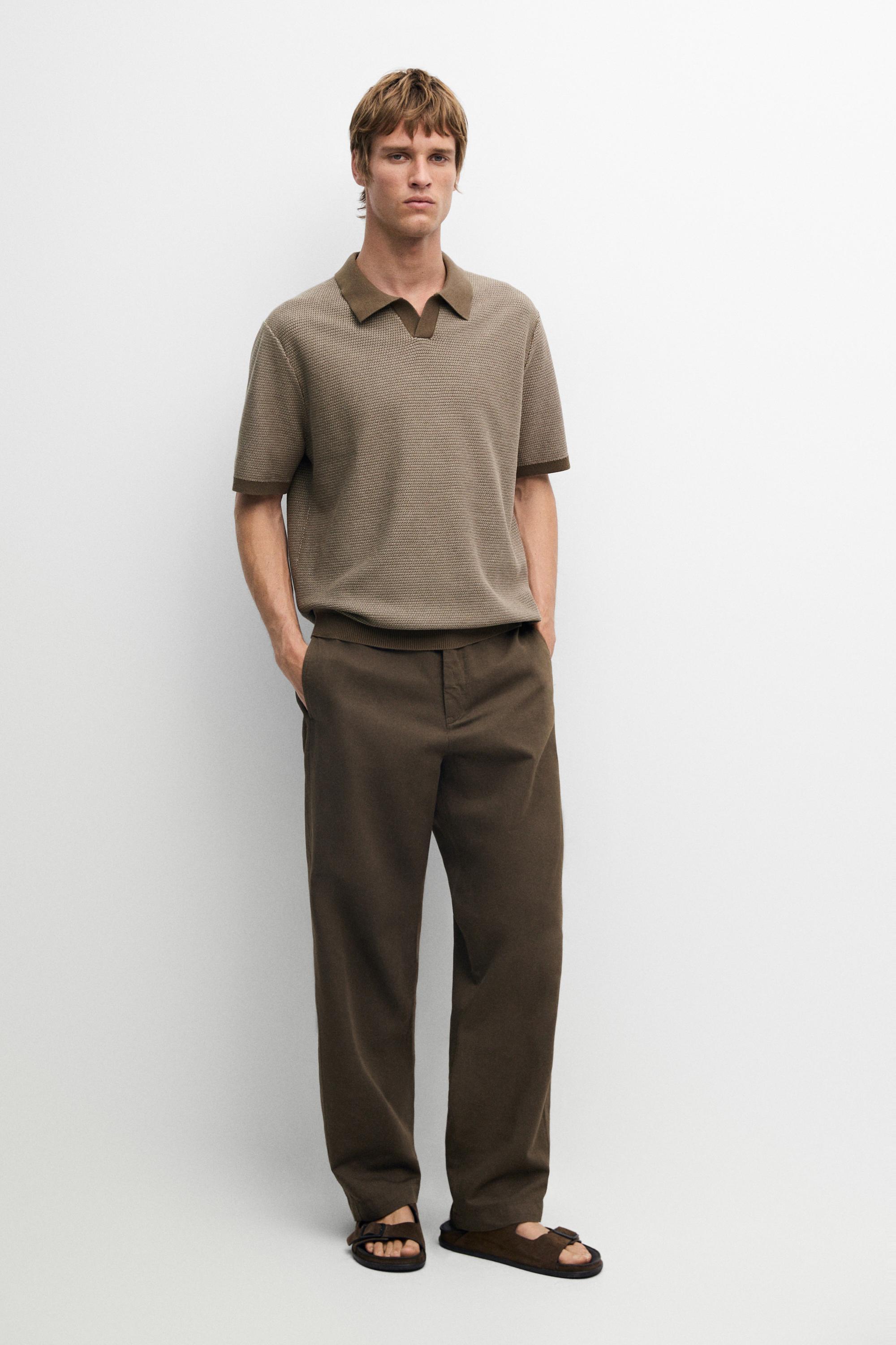 100% cotton contrast knit polo sweater — 548