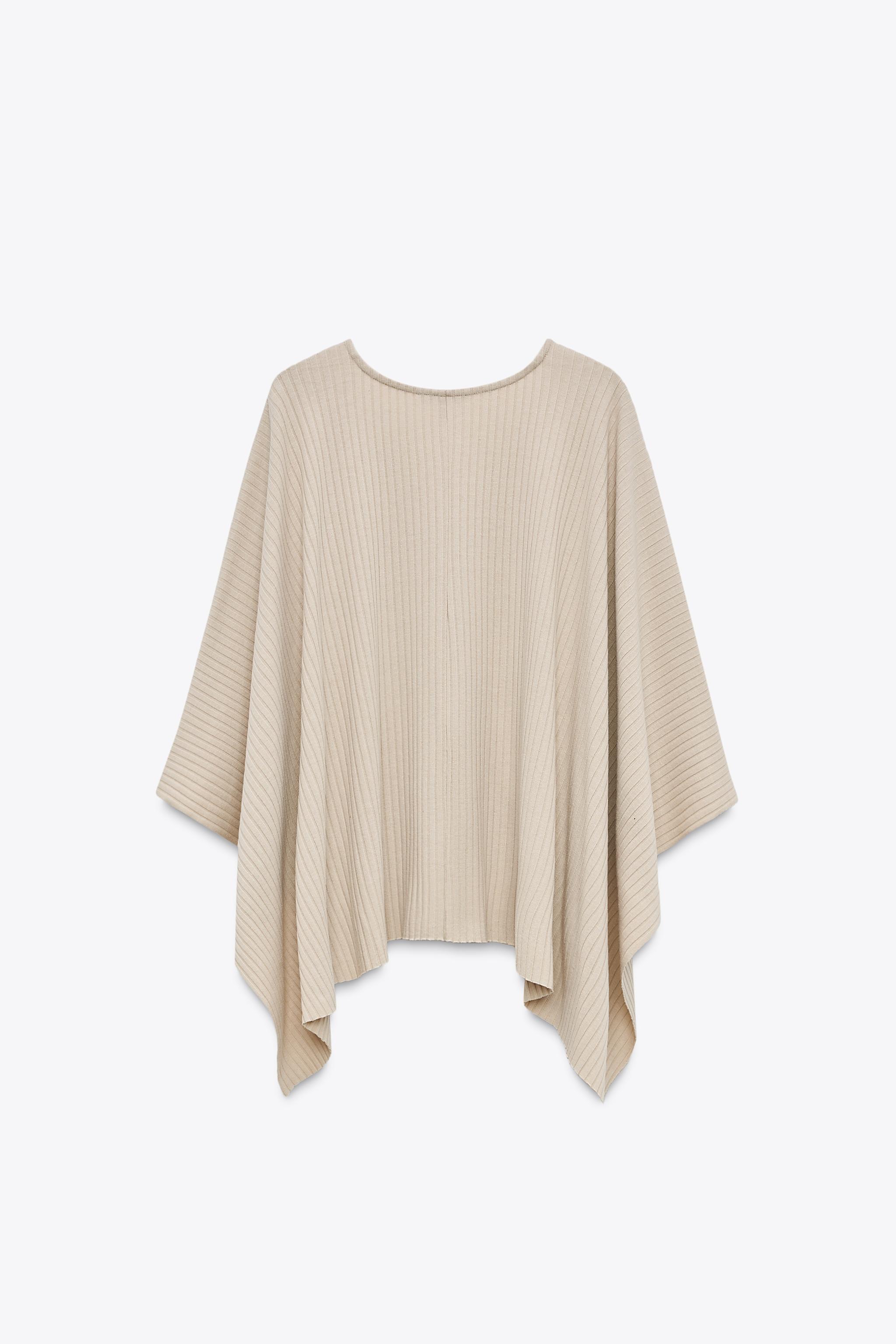 リブ編みアシンメトリーケープ - エクリュ | ZARA Japan / 日本