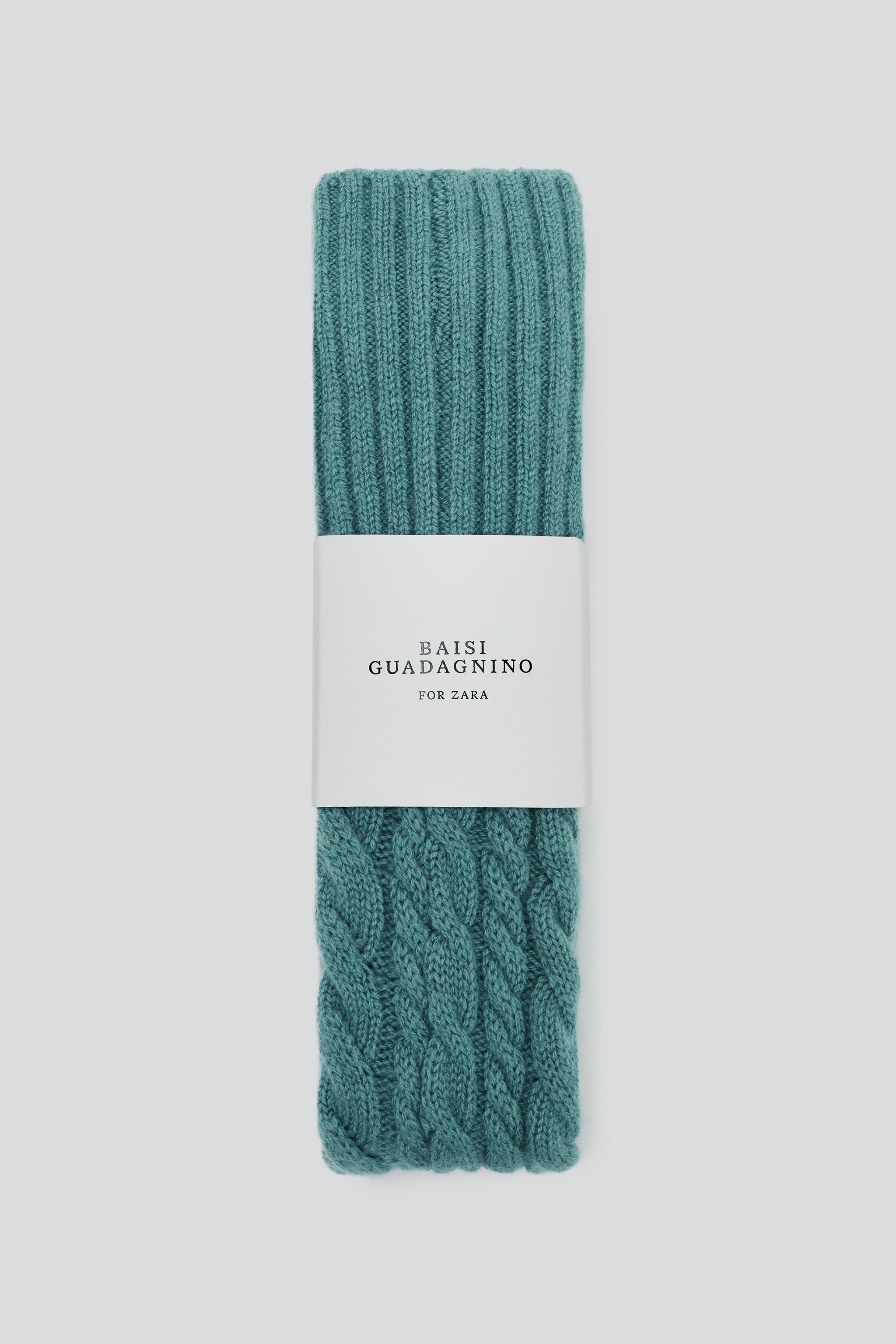 100% WOOL CABLE-KNIT TIGHTS