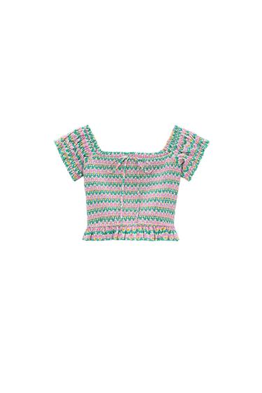 SMOCKED PRINT TOP