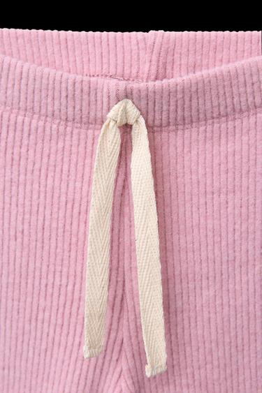 STRIPED SWEATSHIRT AND SOFT RIBBED LEGGINGS SET - Pink marl by Zara