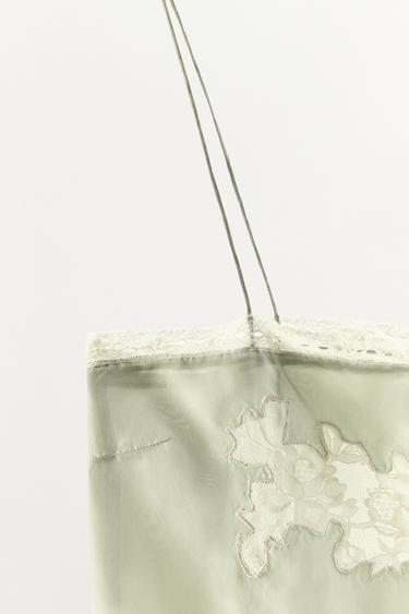 100% SILK FLORAL EMBROIDERED TOP - Sea green by Zara - Image 5