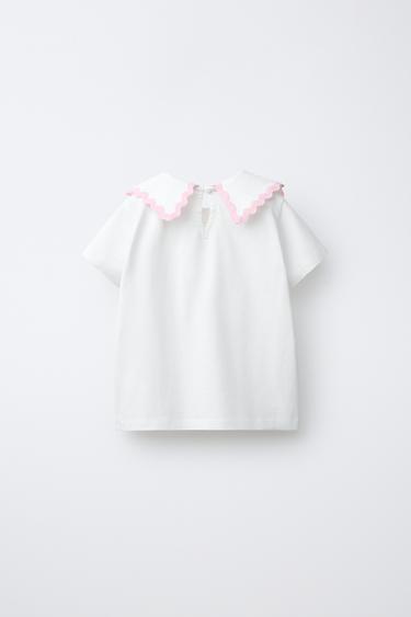 CAMISETA CUELLO BOBO ONDULINA - Blanco roto de Zara