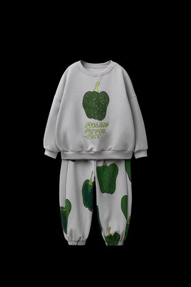 PRINTED JOGGER SWEATSUIT - Pearl grey by Zara - Image 0