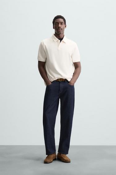 POLO COM TEXTURA - Branco-marfim da Zara - Imagem 0