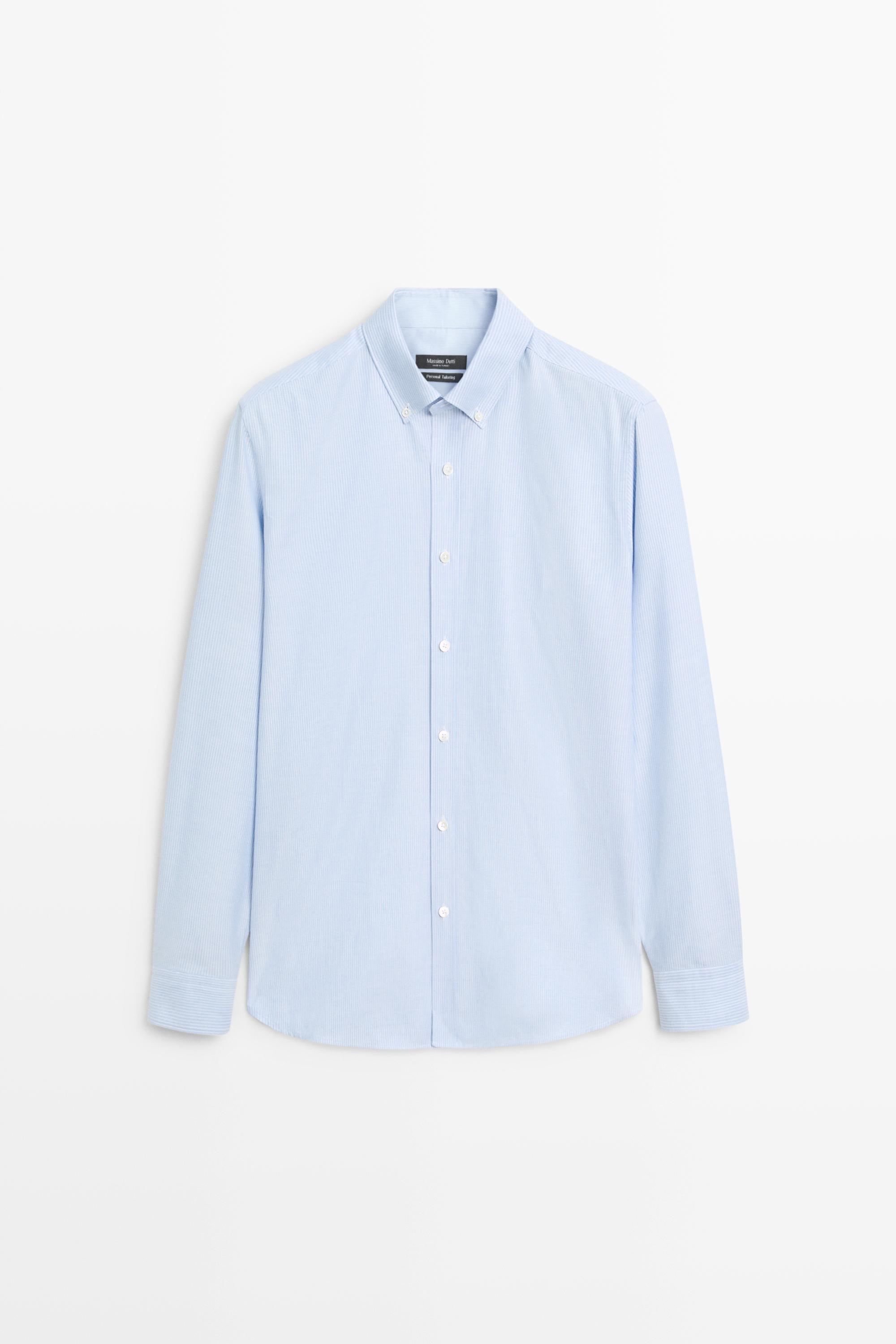 100% cotton regular fit striped shirt — Bluish