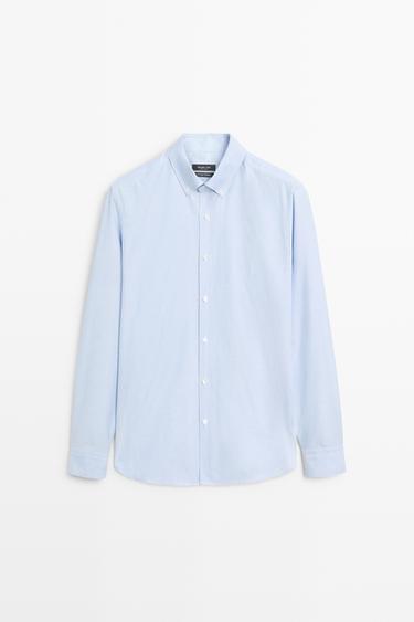 Chemise regular fit rayée 100 % coton - Bleu roi de Zara - Image 0