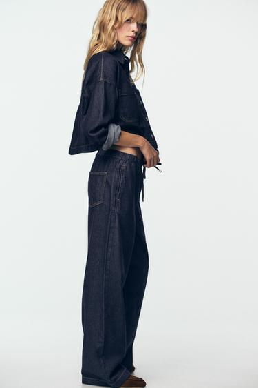 Zara Z1975 JOGGER WIDE LEG JEANS - Blue