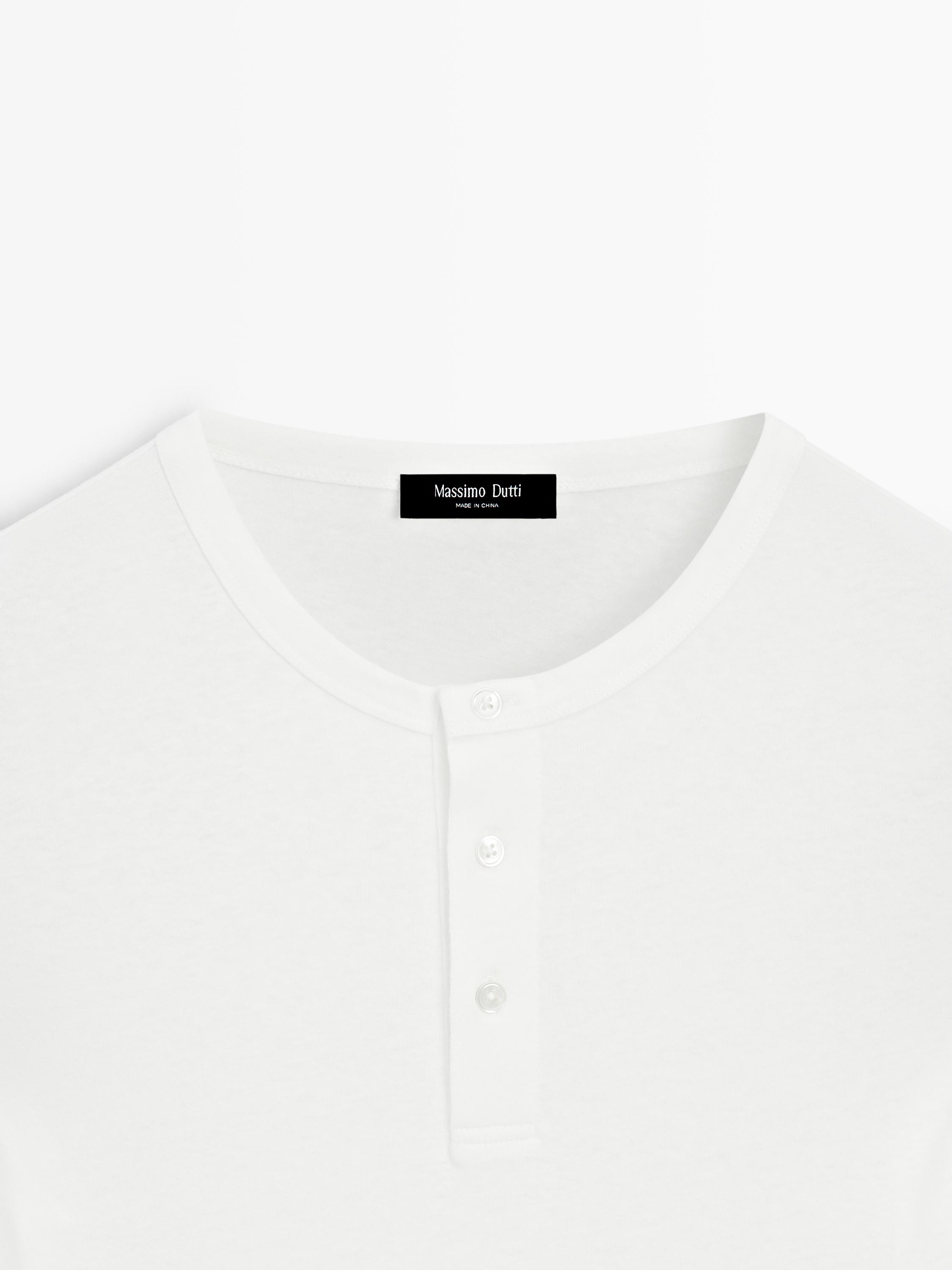 Long sleeve henley neck T-shirt