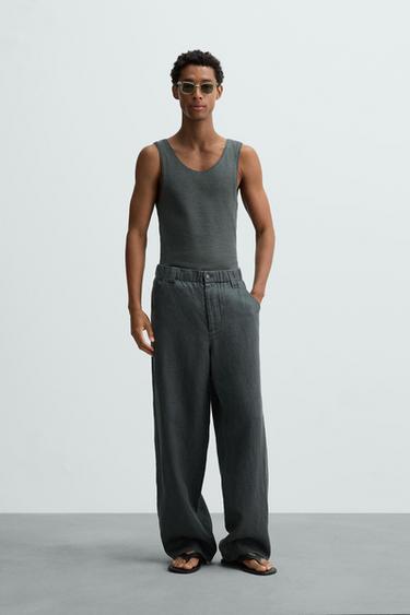 CAMISETA TANK RIB ALGODÓN - CÁÑAMO - Gris antracita de Zara - Imagen 0